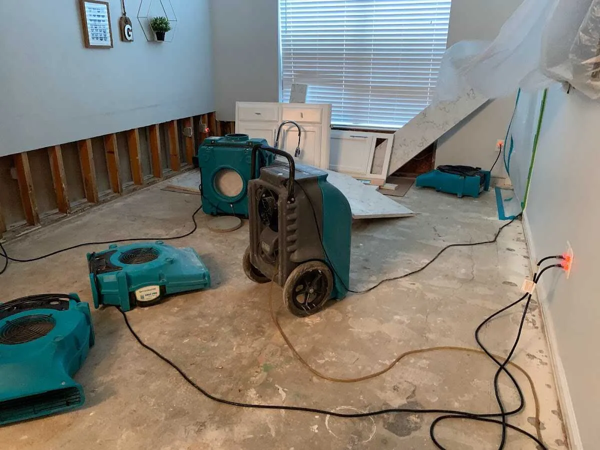 Dehumidifier in flood-cut room for Water Damage Restoration in Gadsden